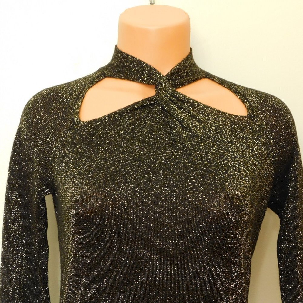 A95 Michael Kors Twist-neck Metallic Sweaterdress - Picture 3 of 4
